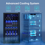 Tehanld Beverage Fridge, Mini Fridge With Glass Door, Beverage Cooler Refrigerator, Wine Drink Beer Fridge, Adjustable Shelves & Digital Temperature Display Tehanld