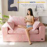 MAXYOYO Bean Bag Chair for Living Room, Upholstered Loveseat Sofa Couch with Deep Seating, Wide Armrests Boneless Couch Sofa in a Box for Bedroom Office Apartment, No Assembly, Pink MAXYOYO