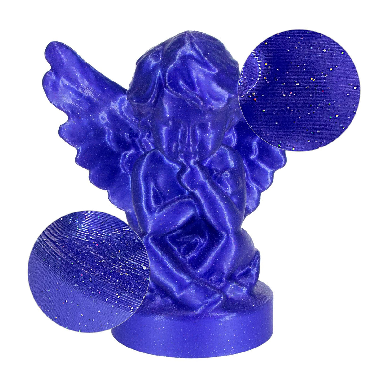 iSANMATE 3D Printer Filament Bundle, Transparent Glitter Blue, Orange, Green and Blue Violet PLA Filament 1.75 mm, 3D Printing Filament, 250g X 4 Pack iSANMATE