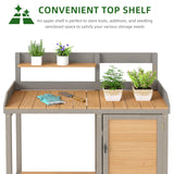 Wooden Potting Bench Table with Sink,Outdoor Garden Table Work Bench with Storage, Workstation for Outside Patio Lawn SoliWood