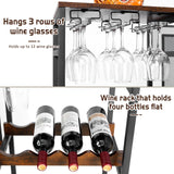 Versatile Liquor Stand for Home Bar, Wine Rack Freestanding Floor, Mini Bar Table for Liquor Whiskey Wine, 3-Tier Trapezoidal Liquor Bottle Display Shelf with Glass Holder and Fences(Patent Pending) Hayexiha