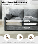 Tbfit Modern Sofa, 89" Cloud Couch w/Pillows, Pocketed Spring Seats, Comfy 3-Seater Plush Foam Cushions, Chenille Fabric Removable Cover, Soft Upholstered Living Room Furniture Home Apartment, Gray Tbfit