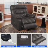 FLEXISPOT XL51 Dual OKIN Motor Power Lift Recliner Chair for Elderly, Lay Flat Electric Recliner with Massage & Heat, USB Ports, Faux Leather Reclining Sofa for Living Room Bedroom, Black FLEXISPOT