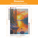 KEYIFA Diamond Painting River Sunset Diamond Art Kits for Adults, 5D Round Full Drill Landscape Diamond Painting Kit for Beginner, DIY Gems Art Craft for Home Wall Decor 12x16 inch KEYIFA