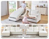 VanAcc 88 Inch Reversible L Shape Sofa, Convertible Sofa with Storage, L Shape Couch with Chaise, Comfy Couches for Living Room, Beige Chenille VanAcc