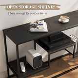 YOUDENOVA TV Stand for TVs up to 55 Inch, TV Console Table with 3-Tier Open Storage Shelves, Modern Industrial Entertainment Center for Living Room, Bedroom, Black YOUDENOVA