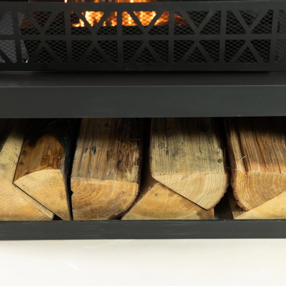 Deko Living 36" Rectangular Steel Outdoor Wood Burning Fireplace - Outdoor Fireplace with Adjustable Cooking Grill & Log Storage Compartment - Camping Fire Place with Safety Screen and Poker Deko Living