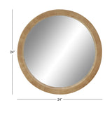 Deco 79 Wood Room Wall Mirror Entryway Mirror, Wall Mounted Mirror 24" x 3" x 24", Brown Deco 79