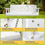 VINGLI Upgraded Patio Wooden Porch Swing for Courtyard & Garden, Heavy Duty 880 LBS Swing Chair Bench with Hanging Chains for Outdoors (5 FT, White) VINGLI