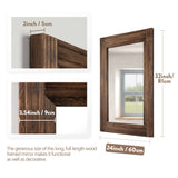 YOSHOOT Hand-Made Wooden Spliced Wall Mirror for Bathroom, Rustic Farmhouse Vanity Mirror, Décor Wall Art, Solid Wood Frame, Vertical or Horizontal Hanging YOSHOOT