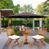 S AFSTAR Bistro Table and Chairs Set of 2, Acacia Wood Folding Bistro Set for 2 with Detachable Soft Cushions, 3 Piece Outdoor Bistro Set for Patio, Balcony, Pool, Garden & Yard (Natural Color) S AFSTAR