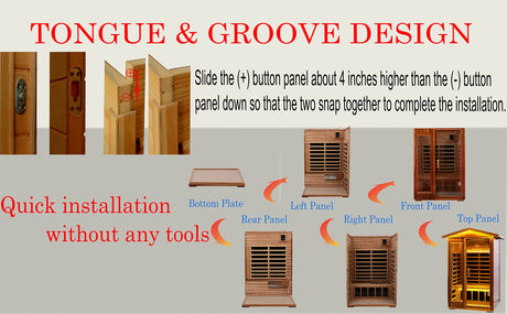 LTCCDSS Outdoor Red Cedar Sauna 2 Person Far Infrared Sauna, Red Cedar Canadian, Withstand Outdoor Temp -10℉-149℉| Low EMF Sauna Room for Home-9 Low EMF Heaters-Chromotherapys-Bluetooth Speaker LTCCDSS