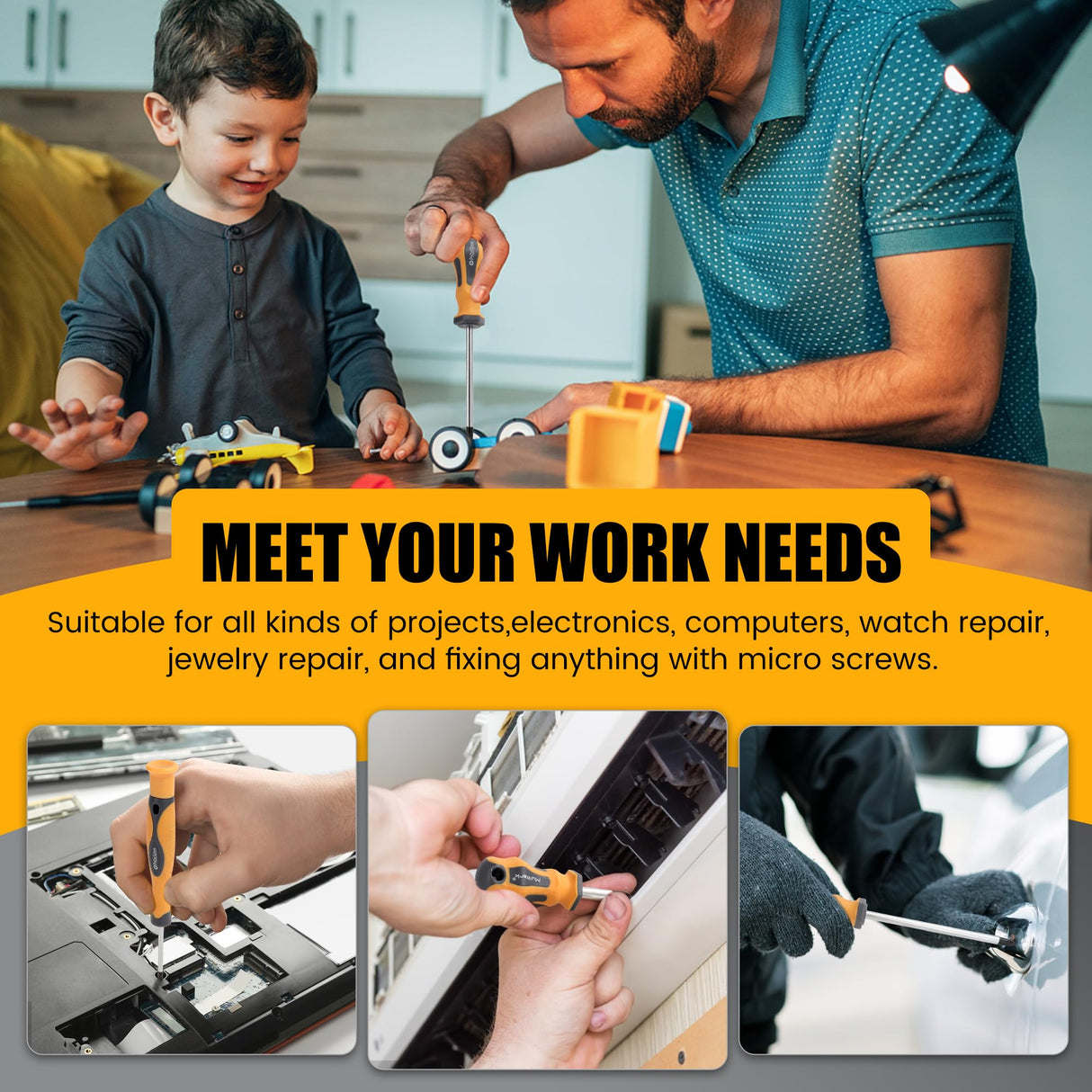 MulWark Magnetic Screwdriver Set 59 Piece Chrome Vanadium Steel, Ergonomic Design Rubber Handle Screwdriver Set with Case Slotted, Phillips, Hex, Pozidriv, Torx and Precision, Magnetizer Demagnetizer MULWARK