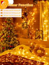 Guhope Christmas Lights 1200LED 196FT, Waterproof Outdoor String Lights with Remote and Timer, 8 Modes Dimmable Fairy Lights for Indoor Outdoor Wedding Party Holiday Decorations (Warm White) Guhope