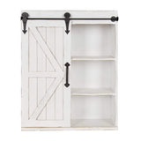 Kate and Laurel Cates Modern Farmhouse Decorative Wood Wall Storage Shelving Cabinet with Sliding Barn Door, Rustic White Kate and Laurel
