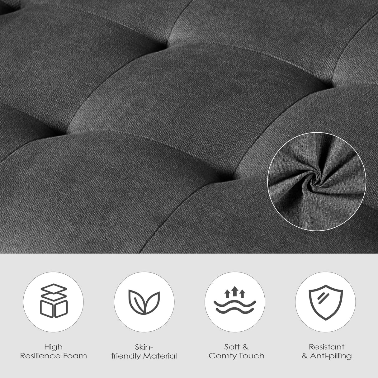 TYBOATLE 65“ Convertible Futon Sofa Bed w/ 2 USB, Upholstered Tufted Small Adjustable Folding Couch Loveseat, Modern Mid Century Sleeper Sofa for Living Room, Bedroom, Apartment, Office (Dark Grey) TYBOATLE