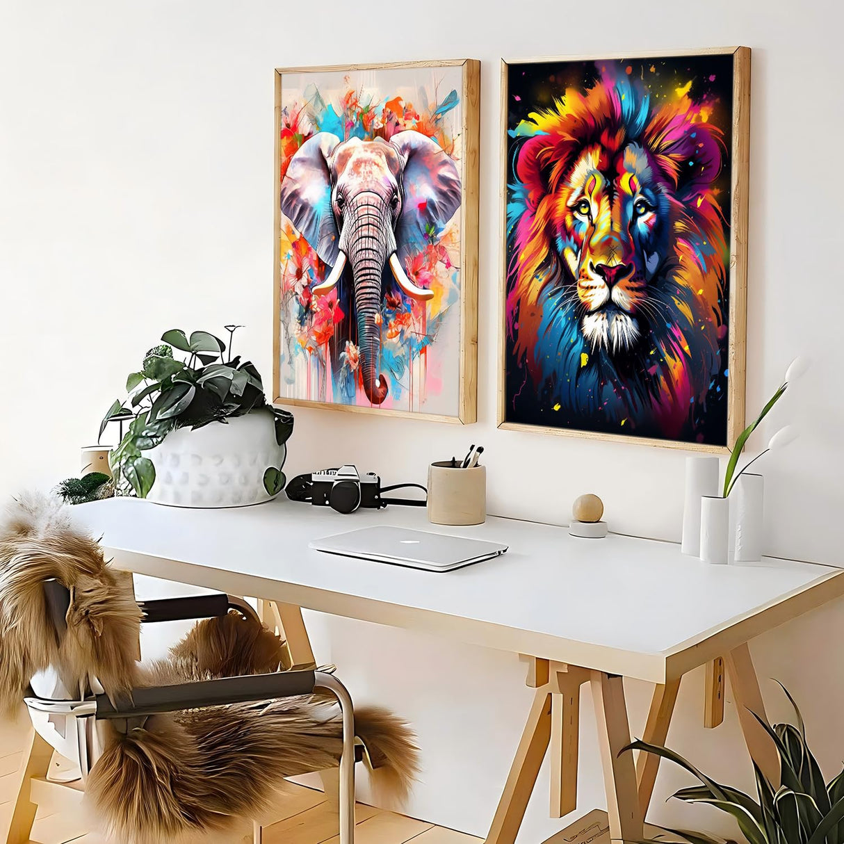 ZXQL 2 Pack Elephant Paint by Numbers Kit for Adults Beginners, 16" W x 20 L Tiger Paint by Numbers for Adults Rolled up Canvas for Painting Home Decor Creative Wall Art with Nice Gift Box ZXQL