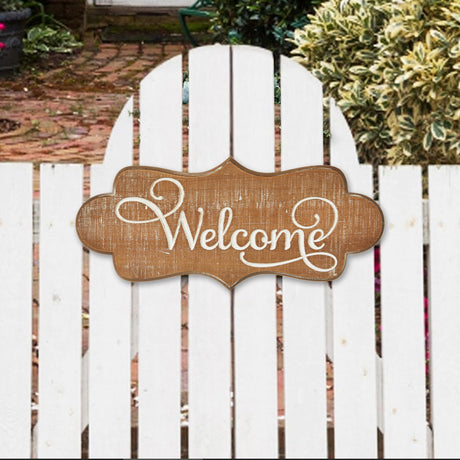 Sintosin Hanging Farmhouse Outdoor Welcome Sign for Front Door 16 Inches, Distressed Finish Rustic Christmas Welcome Sign for Front Porch, Wooden Thanksgiving Welcome Sign for Entryway Wall Decor Sintosin