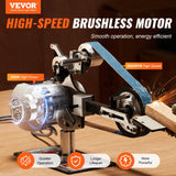 VEVOR Belt Grinder Sander, 30 x 1-Inch Variable Speed Belt Polisher with VFD, 550W Polishing Grinding Machine with 2 Grinding Moulds & 3PCS Sanding Belts for Metalworking, Knife Making VEVOR