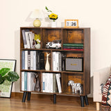 LEYAOYAO 8-Cube Rustic Brown Mid-Century Modern Bookshelf with Legs - 3-Tier Storage Organizer LEYAOYAO