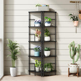 MAHANCRIS 52.8" Corner Shelf, 5-Tier Industrial Corner Bookshelf with Metal Frame, Small Plant Stand, Display Shelf for Living Room, Bedroom, Home Office, Small Spaces, Black CSBK5501 MAHANCRIS
