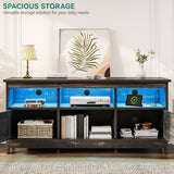 YITAHOME TV Stand for 65 Inch TVs, Entertainment Center with Storage Cabinets, Power Outlet & LED Light, Media Console Living Room Furniture, Dark Rustic Oak YITAHOME