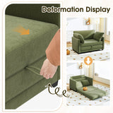 51" Convertible Loveseat Sofa Bed, 2 in1 Folding Sofa Bed, Loveseat Sleeper Sofa for Small Spaces, Fold Out Floor Couch with 2 Pillows for Apartment, Living Room & Guest Room, Green Chenille Fabric Myroyalsit