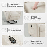 Lexicon Power Lift Recliner Chair for Elderly with Remote Control, Gentle Lift Motion, Side Pocket Armrest, Corduroy Upholstered Electric Recliner for Living Room/Bedroom, Easy Assembly, Beige Lexicon