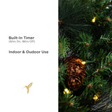 Papyrus 24" Pre-Lit Carolina Pine Artificial Wreath, Pine Cones, Warm White Light, Battery Powered, Indoor/Outdoor Papyrus