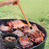 6 Pieces Iron Basting Pot and Brush for Grilling Barbecue Accessories 18 Inches Grill Basting Brush Wooden Long Handle BBQ Mop Brush for Sauce with Extra Replacement Heads and Saucepan for Grilling Nuogo