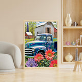 DOMROM Truck Diamond Painting Kits for Adults, Flowers Truck 5D Diamond Art Kits for Beginner, DIY Full Drill Diamond Dots Paint by Diamonds Gem Art and Crafts for Home Decor 12x16 inch DOMROM