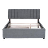 Harper & Bright Designs Queen Size Upholstered Platform Bed with Twin Size Trundle, Teddy Fleece LED Platform Bed Wood Frame with Headboard, No Box Spring Needed - Gray Harper & Bright Designs