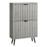 Smuxee Shoe Cabinet with 2 Flip Drawers, 23.6" Grey Hidden Shoe Storage Cabinet with Fluted Design, Freestanding Shoe Organizer Cabinet for Entryway, Hallway, Living Room, Closet Smuxee
