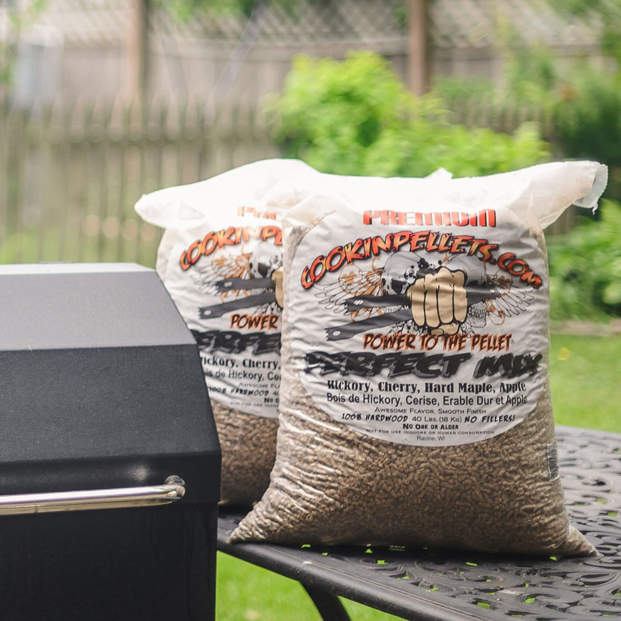 CookinPellets Perfect Mix Natural Hardwood Hickory, Cherry, Hard Maple, and Apple BBQ Grill Wood Pellets for Pellet Grill and Pellet Smoker, 40 Lb Bag CookinPellets