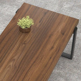 FOLUBAN Modern Coffee Table, Rustic Wood and Metal Center Table, Industrial Rectangle Cocktail Tea Table for Living Room, Walnut, 44 Inch FOLUBAN