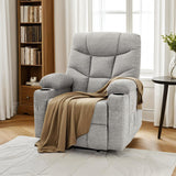 MCombo Power Lift Recliner Chair with Extended Footrest for Elderly People, Fabric 7287 (Light Grey, Medium) MCombo