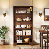 Tribesigns 6-Tier Bookcase, 70.8" Vintage Tall Bookcase,5-Shelf Mid-Century Display Rack Storage Shelves for Home Office, Living Room, Bedroom Tribesigns