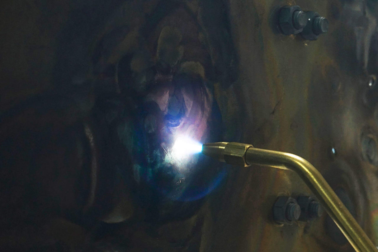 BLUEFIRE Oxypropane Welding Gas Cutting Torch Kit with Flint Lighter and Cylinder Holder Rack - For Jewelers Hvac Map Gas Torch Kit Brazing Mapp Gas Torch, Soldering Oxy Acetylene Torch Kit Tanks MR. TORCH