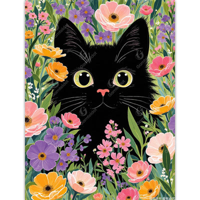 Gamteldot Black Cat Diamond Art Kits for Adults Beginners,DIY Diamond Art 5D Full Drill Diamond Dots Diamond Painting with Complete Tools,Pefect Art Crafts for Home Wall Decor Gift-12x16in