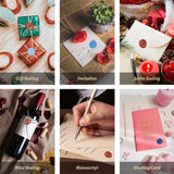 Comealltime Wax Seal Kit with Gift Box, 624 Pcs 24 Colors Sealing Beads, 2 Pcs Stamps, Sealing Wax Warmer, Metallic Pen, Envelope, Candles for Wedding Birthday Gift and DIY Craft, Sellado de Cera Comealltime