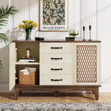 Tribesigns 4 Drawer Dresser, 47.2-Inch Farmhouse Chest of Drawer with 4-Tier Storage Shelves, Wood Dresser Organizer Cabinet for Bedroom Living Room Tribesigns