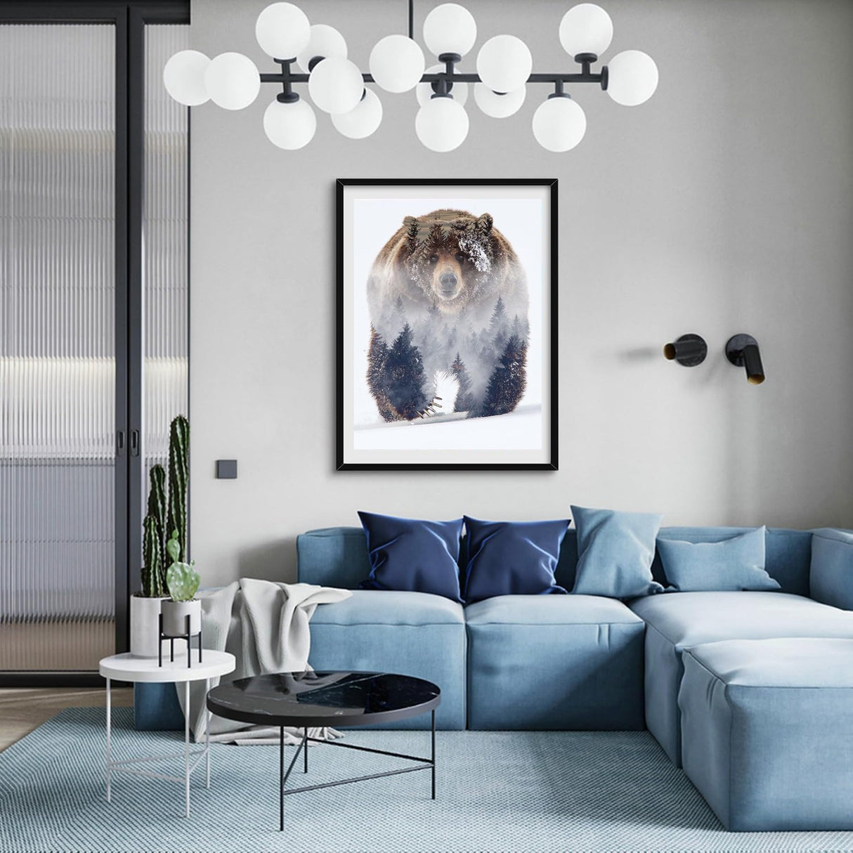 GMETINC 5D Diamond Painting Kits for Adults, Animal Bear Forest Scene Diamond Art Kits for Adults Beginner, DIY Full Drill Diamond Dots Paintings with Gem Art and Crafts Home Wall Decor 16x12inch GMETNIC