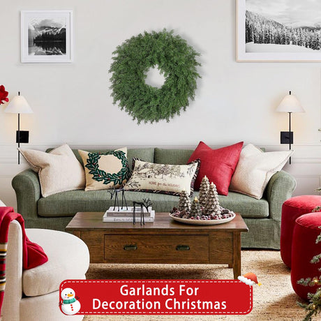 26 Inch Christmas Wreaths for Front Door Realistic Large Winter Greenery Pine Cedar Wreaths for Windows Xmas Holiday Home Table Mantle Yard Farmhouse Wall Door Porch Hanging Decor Outdoor Indoor RHTRJ