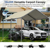 Outdoor Carport 10x20ft Heavy Duty Car Tent, Portable Garage Canopy Storage Shed, Car Shelter, All-Season Tarp Tent for Car, Party (Bg) Grezone