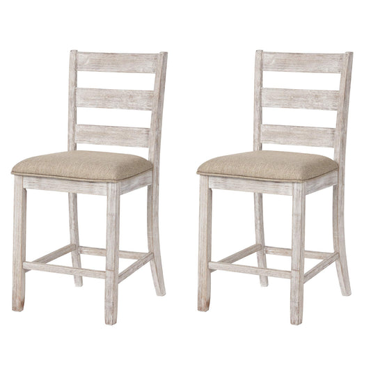 Signature Design by Ashley Skempton 24" Counter Height Upholstered Barstool, Set of 2, Antique White - WoodArtSupply