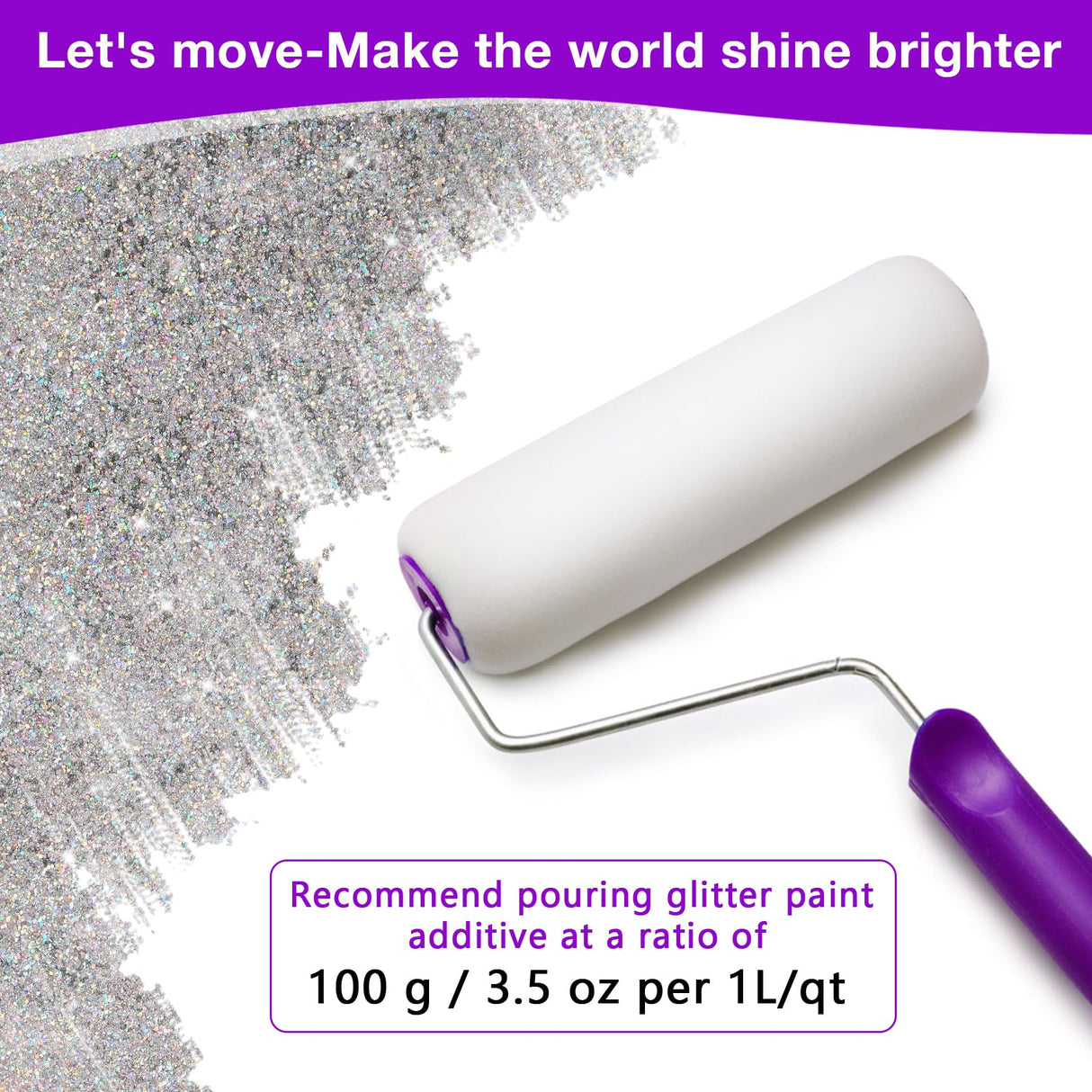 TORC Holographic Silver Glitter Paint Additive - Multi-Size Glitter Powder for Acrylic Paint, Walls, Wood Furniture & Crafts (200g/7oz) - Interior/Exterior Use on All Finishes TORC