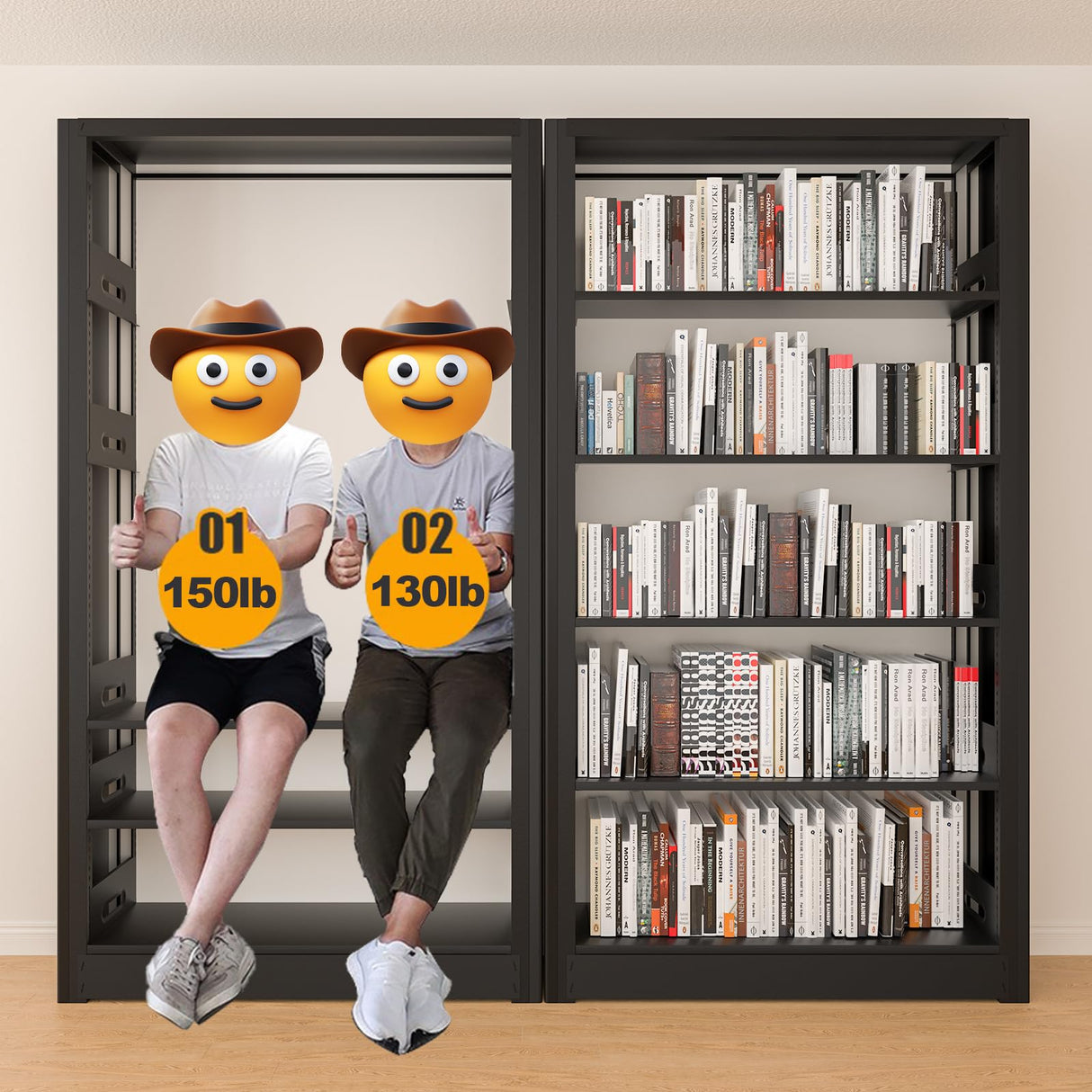 OSEILLC 69" Tall Heavy-Duty Bookshelf, 5-Tier Metal Bookshelf with Adjustable Shelves, Open Shelf Bookcase, Tall Bookshelves for Home Office, Library, Bedroom, Including Book Stopper OSEILLC