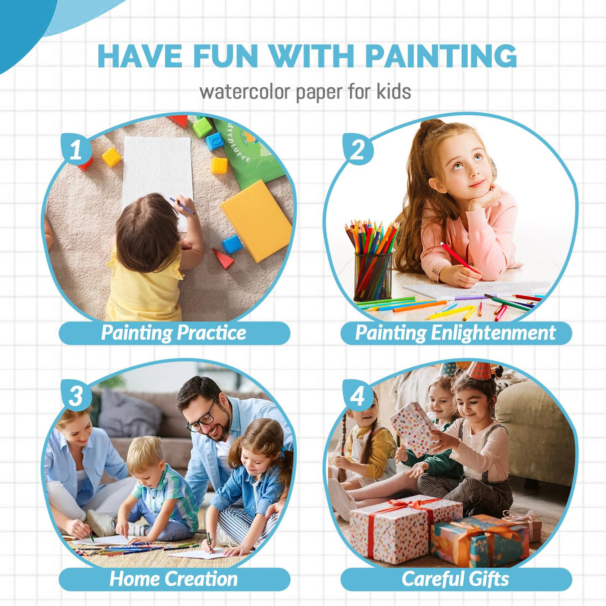 TOUNALKER 500 Pcs Watercolor Paper Bulk, White Cold Press Paper 300 GSM Watercolor Paper Pad Sketch Art Painting Paper for Kids Watercolorist Academy Students Beginning Drawing TOUNALKER