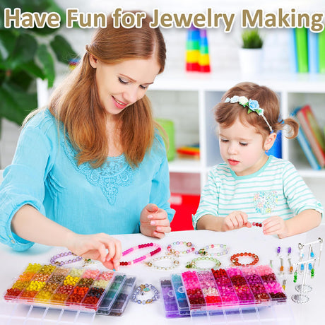 XSEINO About 7200PCS 6mm Glass Beads Bracelet Making Kit,144 Assorted Colors Crystal Glass Beads for Bracelet and Jewelry Making and DIY Crafts,Friendship Gifts,to Give to Friends, Family XSEINO