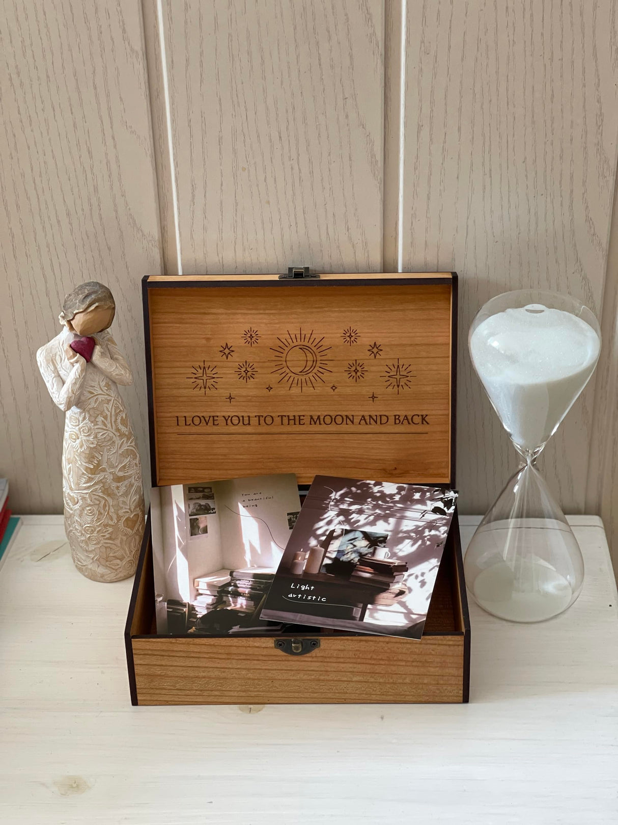 Personalized wooden name box for memories, keepsake - Christmas gift, present for Him, Boyfriend, Boy, Guy, Groomsmen, Friend for Birthday (Oak) InsideDecor.Shop